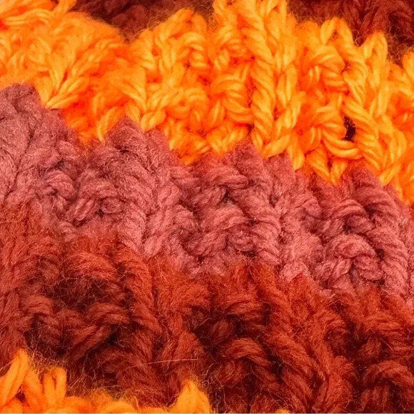 Knitted 🧶 Winter Beanie (Baby Size) pumpkin, salmon, & high visibility Orange - Picture 4 of 5